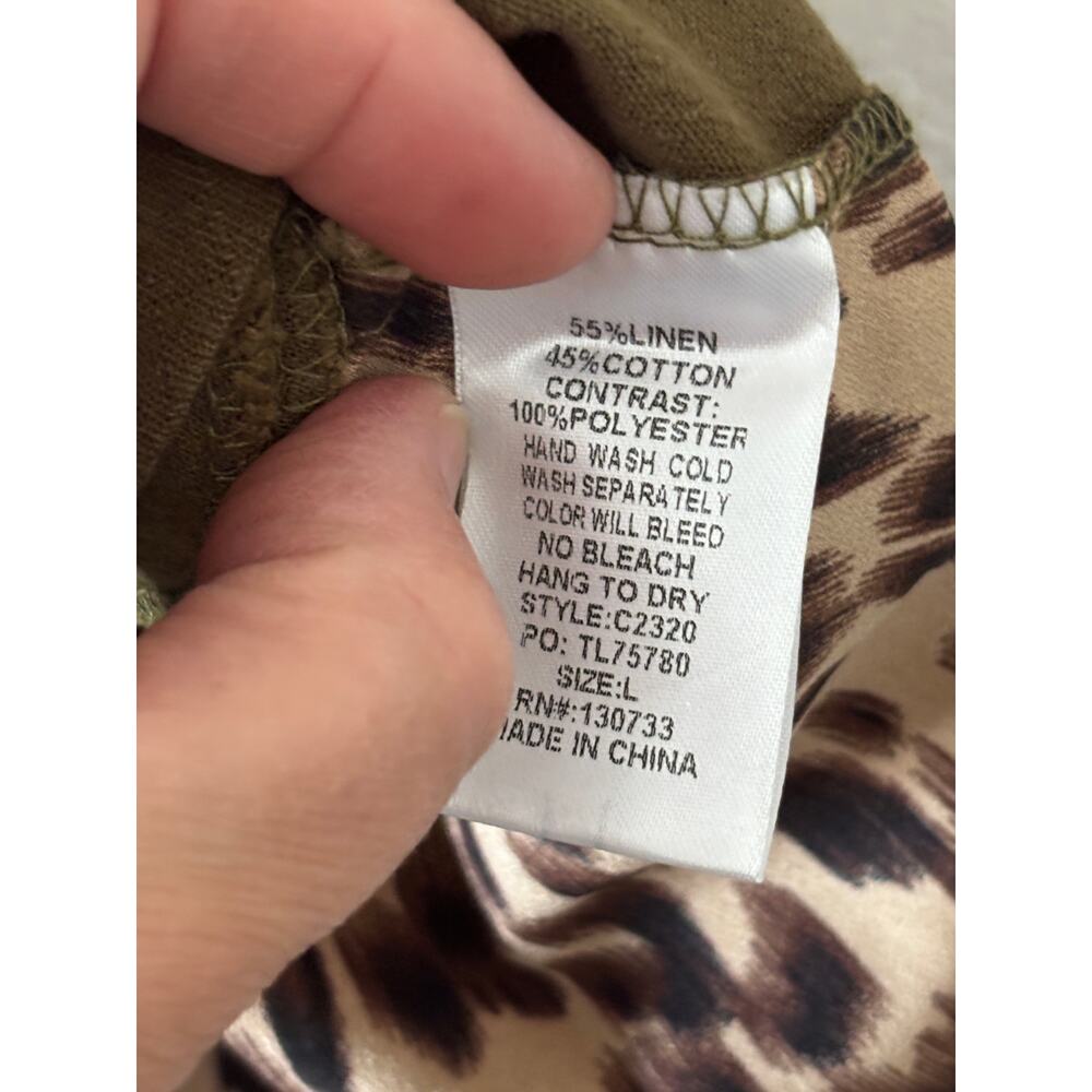 Umgee Linen Dress Animal Print Hi-Lo Shift Dress Womens Size Large - Picture 3 of 5
